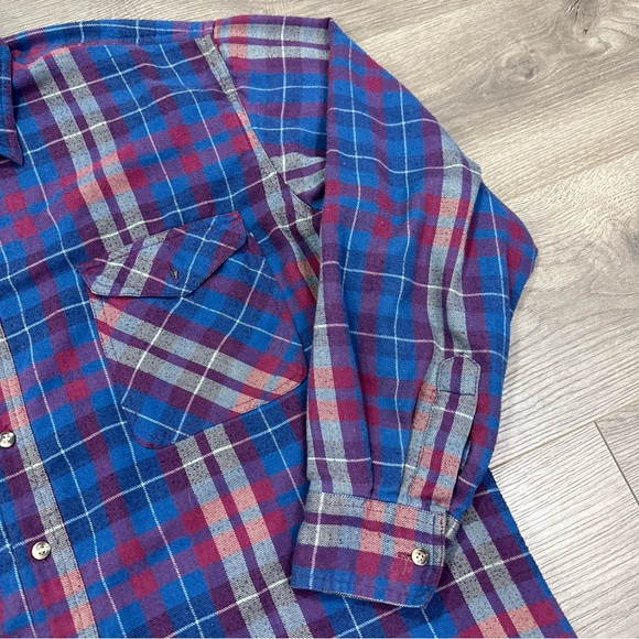 Vintage Northern Spirit Thermal Lined Flannel Blue Red Button Up Men’s Sz Large - Picture 5 of 8